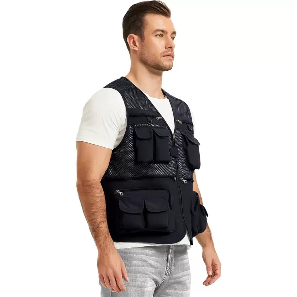 Flygo Mens Summer Outdoor Work Safari Fishing Travel Photo Vest with Pockets
