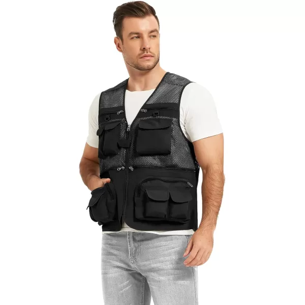Flygo Mens Summer Outdoor Work Safari Fishing Travel Photo Vest with Pockets
