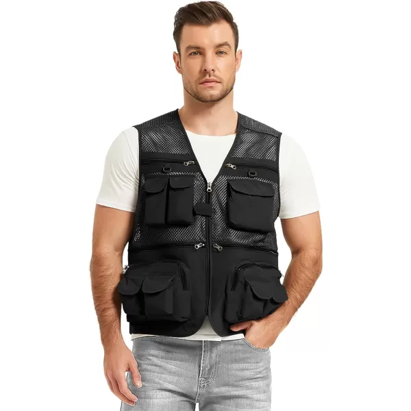 Flygo Mens Summer Outdoor Work Safari Fishing Travel Photo Vest with Pockets