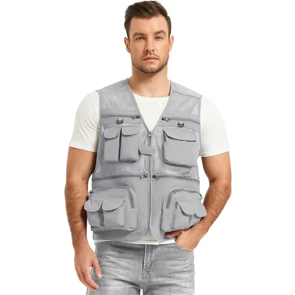Flygo Mens Summer Outdoor Work Safari Fishing Travel Photo Vest with Pockets