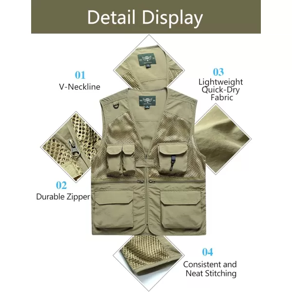 Flygo Mens Summer Outdoor Work Safari Fishing Travel Photo Vest with Pockets