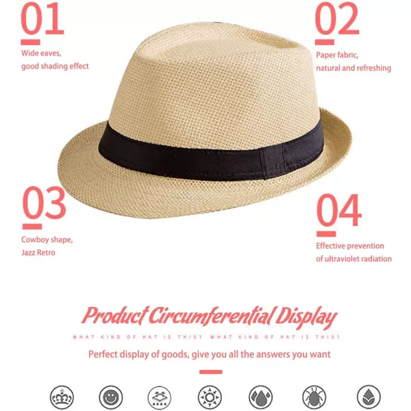 Flygo Mens Summer Straw Foldable Roll up Hat Fedora Beach Sun Hat UPF50+