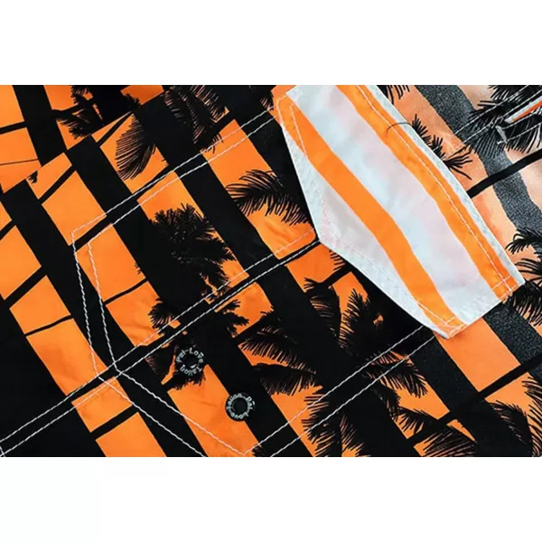 Flygo Mens Summer Swim Trunks Palm Tree Printed Quick Dry Beach Board Shorts with Mesh Lining