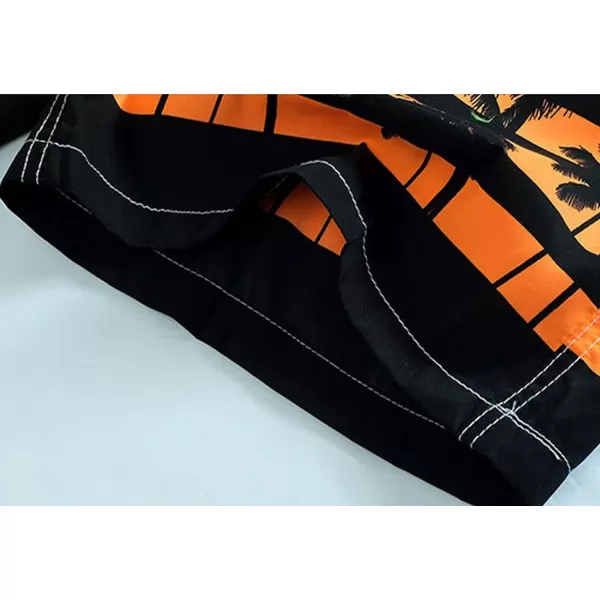 Flygo Mens Summer Swim Trunks Palm Tree Printed Quick Dry Beach Board Shorts with Mesh Lining