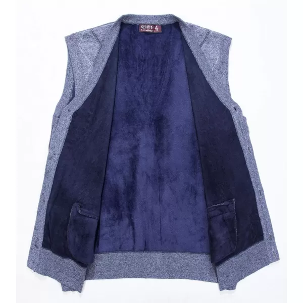 Flygo Mens Thermal Fleece Vest V-Neck Button Up Knit Argyle Sweater Vests