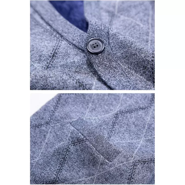 Flygo Mens Thermal Fleece Vest V-Neck Button Up Knit Argyle Sweater Vests