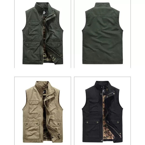 Flygo Mens Utility Cotton Canvas Duck Safari Fishing Vest Jacket Outerwear