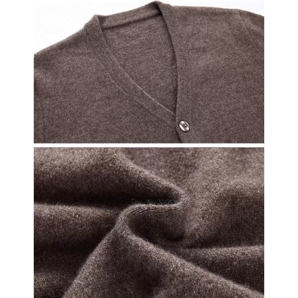 Flygo Men's V Neck 100% Cashmere Cardigan Sweater
