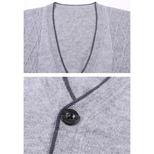 Flygo Men's V-Neck Button Down Cashmere Wool Blend Vest Knitwear Sweater Waistcoat