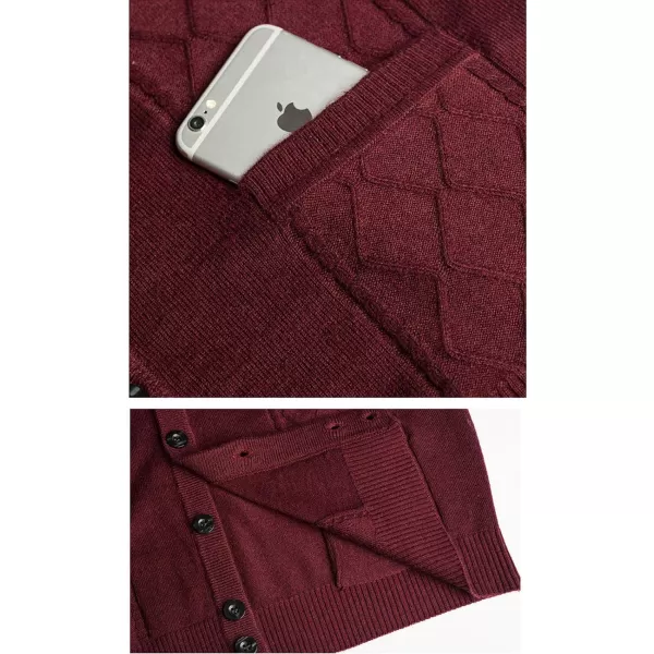 Flygo Men's V-Neck Wool Knitted Sweater Vest Knitwear Waistcoat with Button Front