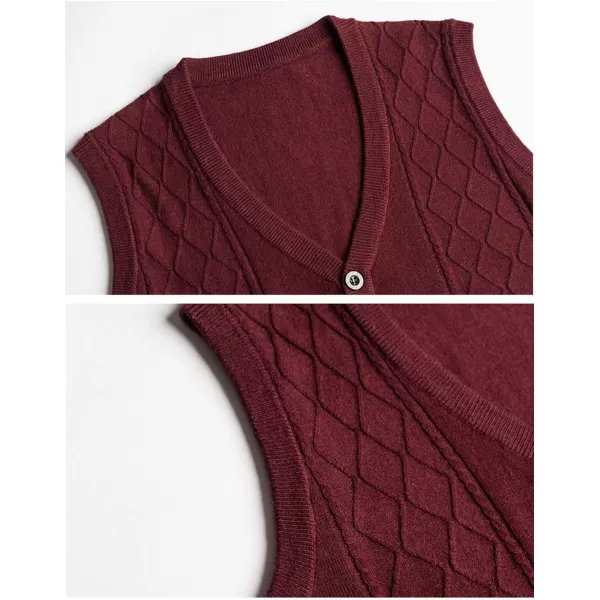 Flygo Men's V-Neck Wool Knitted Sweater Vest Knitwear Waistcoat with Button Front