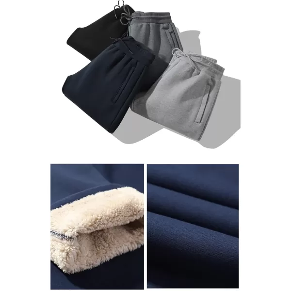 Flygo Mens Winter Fleece Lined Sweatepants Sherpa Lining Track Running Jogger Pants with Pockets