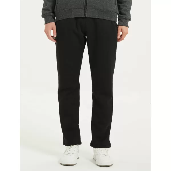Flygo Mens Winter Fleece Lined Sweatepants Sherpa Lining Track Running Jogger Pants with Pockets