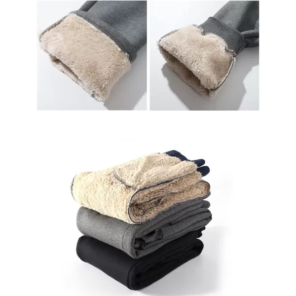 Flygo Mens Winter Fleece Lined Sweatepants Sherpa Lining Track Running Jogger Pants with Pockets