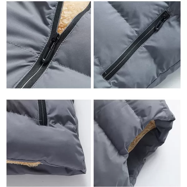 Flygo Men's Winter Warm Padded Puffer Vest Outdoor Fleece Lined Sleeveless Jacket