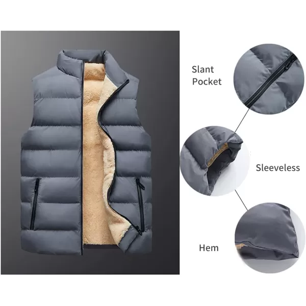 Flygo Men's Winter Warm Padded Puffer Vest Outdoor Fleece Lined Sleeveless Jacket