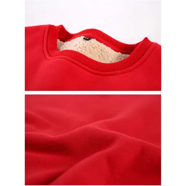 Flygo Men's Winter Warm Sherpa Lined Crewneck Sweatshirt Fleece Pullover Tops