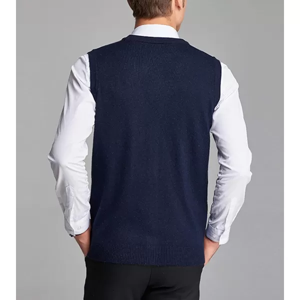 Flygo Mens Wool Button Front Argyle V Neck Sweater Vest