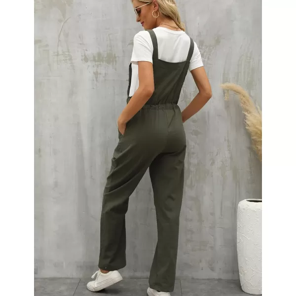 Flygo Overalls for Women Loose Fit Adjustable Strap Drawstring Cotton Overalls Jumpsuits