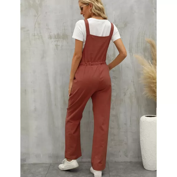 Flygo Overalls for Women Loose Fit Adjustable Strap Drawstring Cotton Overalls Jumpsuits