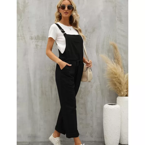 Flygo Overalls for Women Loose Fit Adjustable Strap Drawstring Cotton Overalls Jumpsuits