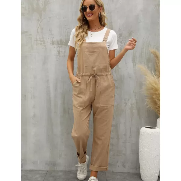 Flygo Overalls for Women Loose Fit Adjustable Strap Drawstring Cotton Overalls Jumpsuits