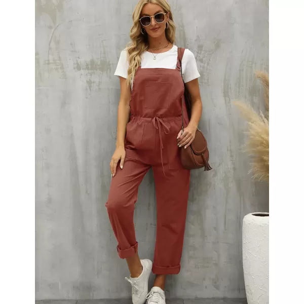 Flygo Overalls for Women Loose Fit Adjustable Strap Drawstring Cotton Overalls Jumpsuits