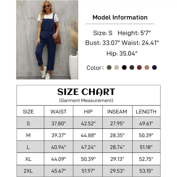 Flygo Overalls for Women Loose Fit Adjustable Strap Drawstring Cotton Overalls Jumpsuits