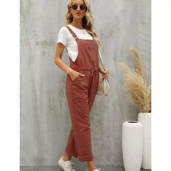 Flygo Overalls for Women Loose Fit Adjustable Strap Drawstring Cotton Overalls Jumpsuits