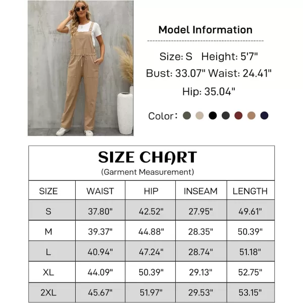 Flygo Overalls for Women Loose Fit Adjustable Strap Drawstring Cotton Overalls Jumpsuits
