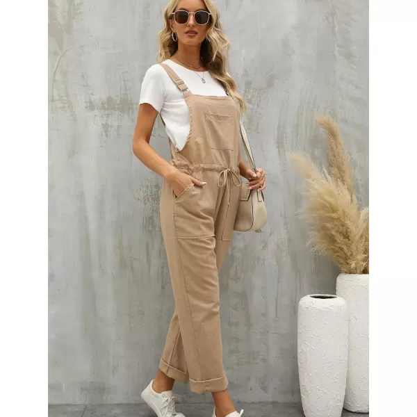 Flygo Overalls for Women Loose Fit Adjustable Strap Drawstring Cotton Overalls Jumpsuits