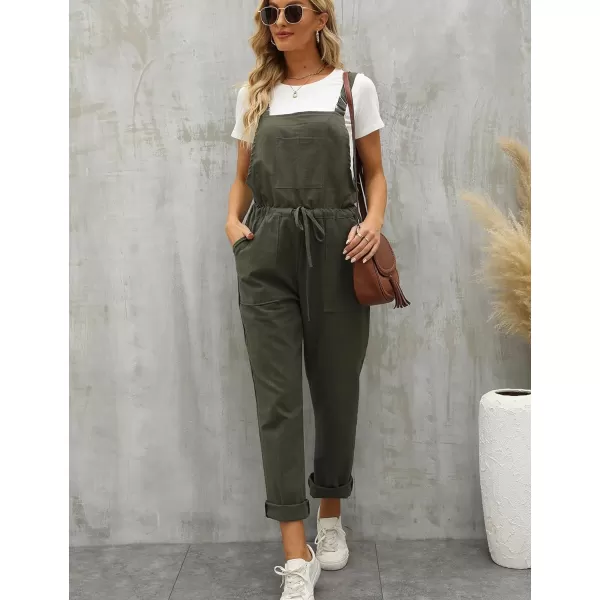 Flygo Overalls for Women Loose Fit Adjustable Strap Drawstring Cotton Overalls Jumpsuits
