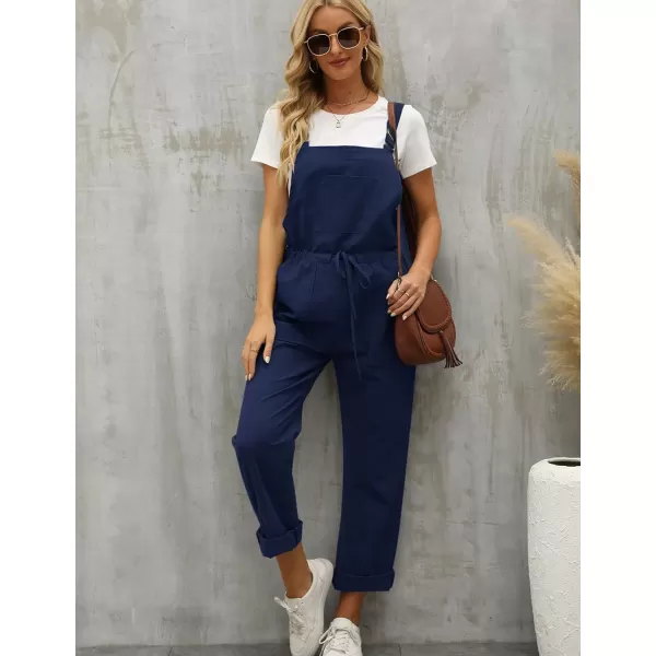 Flygo Overalls for Women Loose Fit Adjustable Strap Drawstring Cotton Overalls Jumpsuits