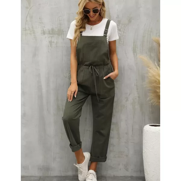 Flygo Overalls for Women Loose Fit Adjustable Strap Drawstring Cotton Overalls Jumpsuits