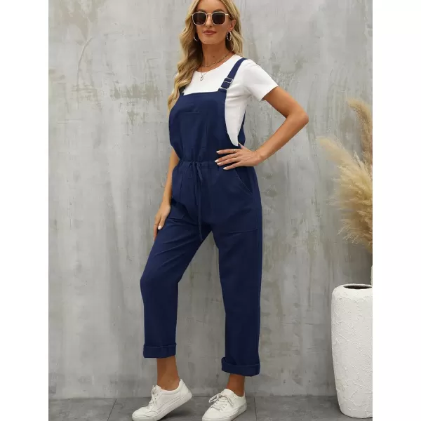 Flygo Overalls for Women Loose Fit Adjustable Strap Drawstring Cotton Overalls Jumpsuits