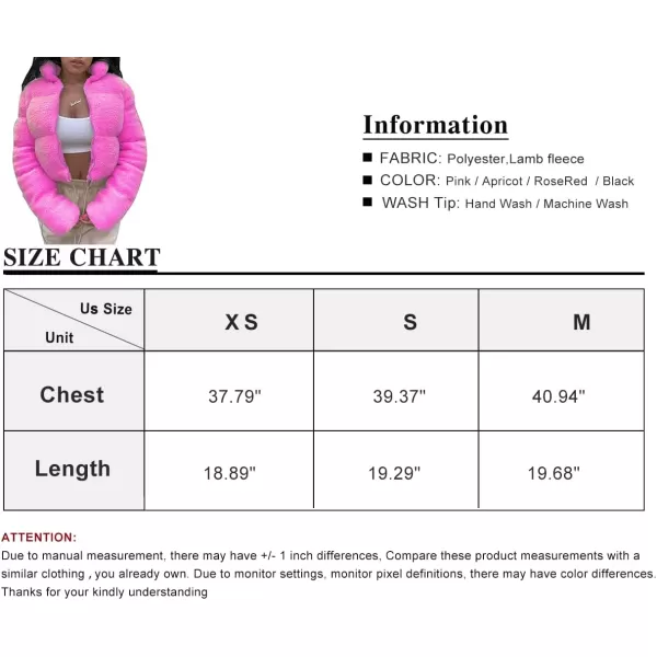 Flygo Shearling Fleece Cropped Puffer Jacket for Women Winter Stand Collar Zip Up Padded Down Coat