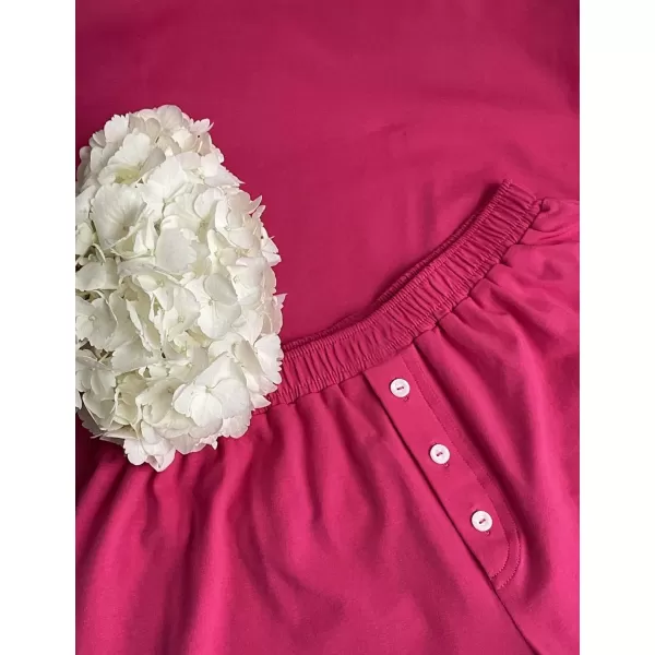 Flygo Women 2 Piece Outfits Crew Neck Tank Top Elastic Shorts Pajama Sets