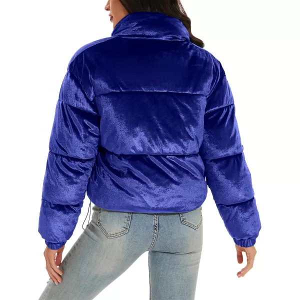 Flygo Women Cropped Puffer Jacket Winter Jackets Lightweight Zip Up Stand Collar Quilted Coats
