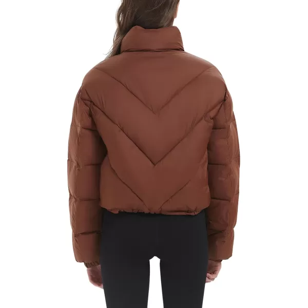 Flygo Women Cropped Puffer Jacket Winter Jackets Lightweight Zip Up Stand Collar Quilted Coats