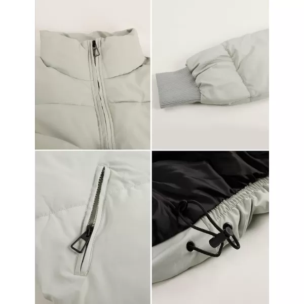Flygo Women Cropped Puffer Jacket Winter Jackets Lightweight Zip Up Stand Collar Quilted Coats