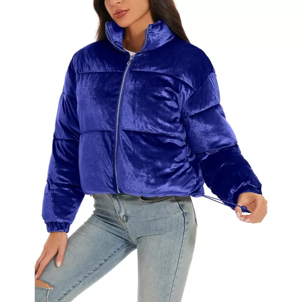 Flygo Women Cropped Puffer Jacket Winter Jackets Lightweight Zip Up Stand Collar Quilted Coats