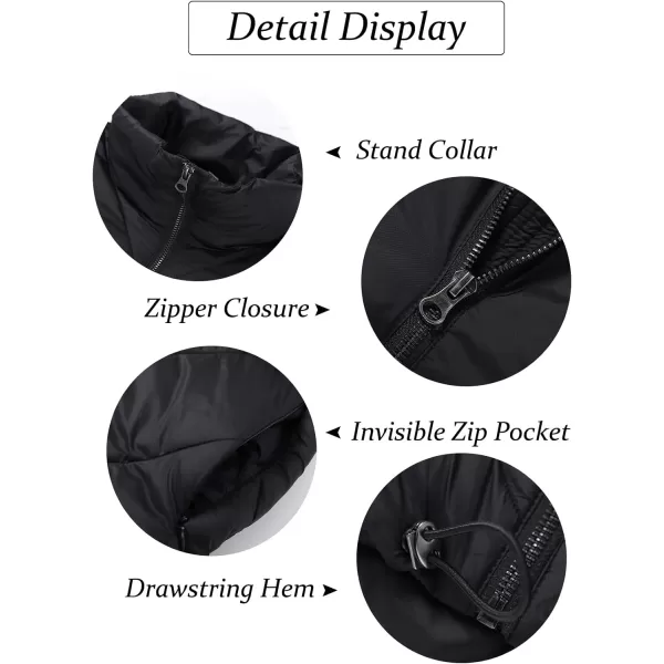 Flygo Women Cropped Puffer Jacket Winter Jackets Lightweight Zip Up Stand Collar Quilted Coats