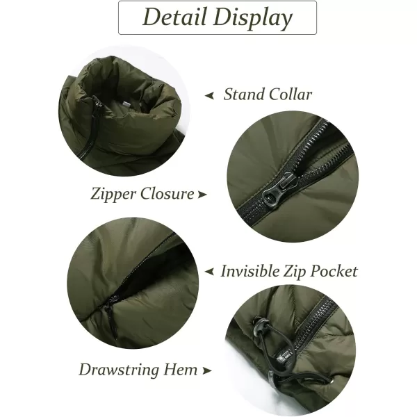 Flygo Women Cropped Puffer Jacket Winter Jackets Lightweight Zip Up Stand Collar Quilted Coats