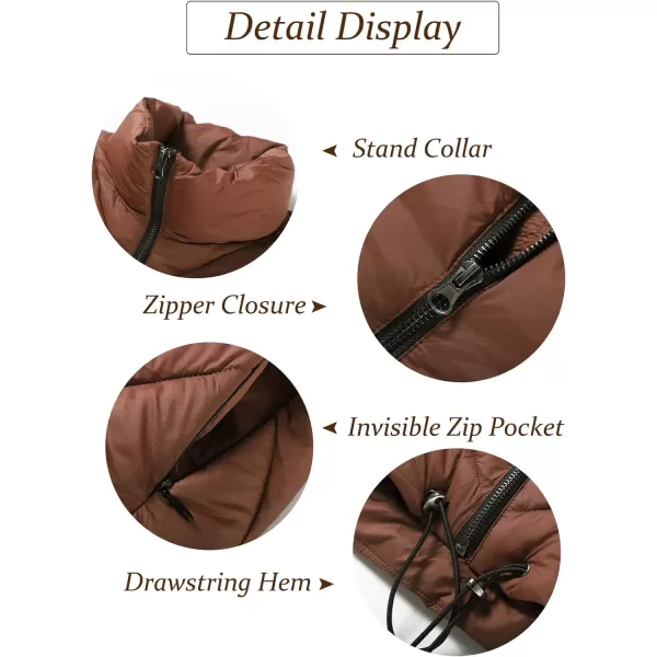 Flygo Women Cropped Puffer Jacket Winter Jackets Lightweight Zip Up Stand Collar Quilted Coats