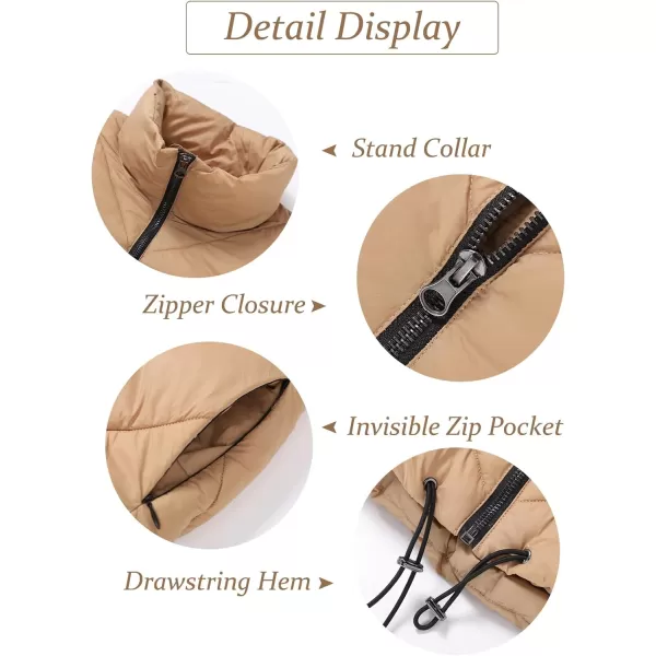 Flygo Women Cropped Puffer Jacket Winter Jackets Lightweight Zip Up Stand Collar Quilted Coats