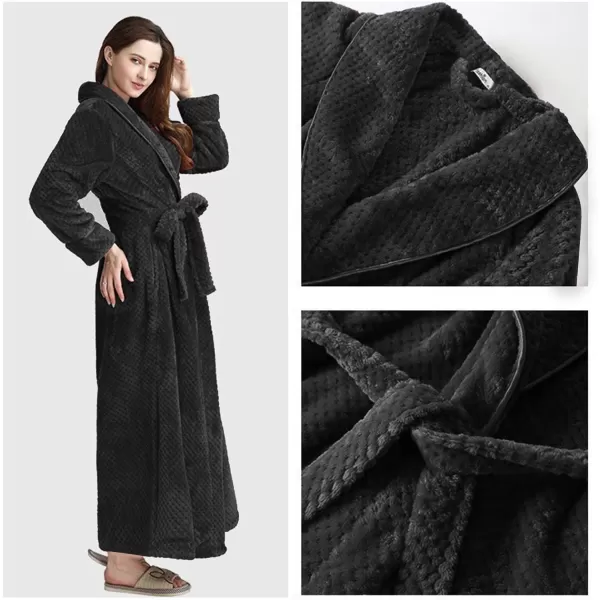 Flygo Women Fleece Long Robe Plush Long Bathrobes Soft Warm Sleepwear Pjs Loungewear with Pockets
