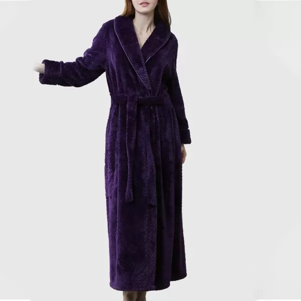 Flygo Women Fleece Long Robe Plush Long Bathrobes Soft Warm Sleepwear Pjs Loungewear with Pockets