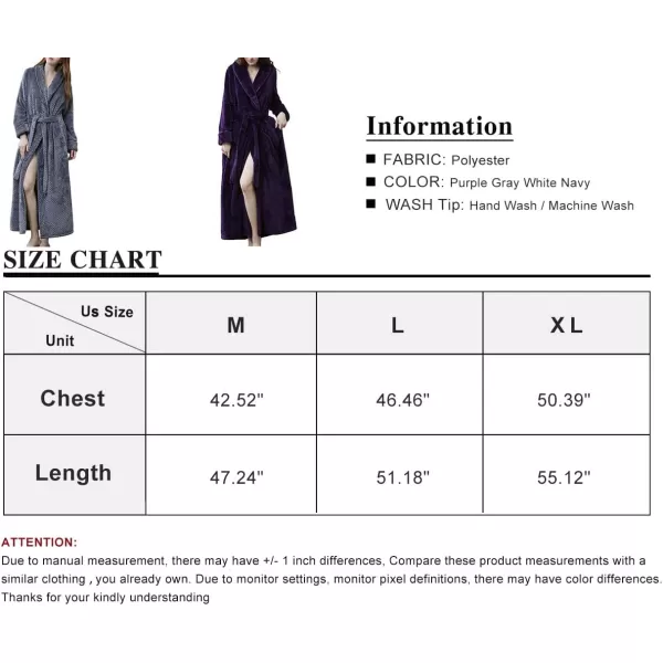 Flygo Women Fleece Long Robe Plush Long Bathrobes Soft Warm Sleepwear Pjs Loungewear with Pockets