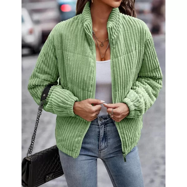 Flygo Women Lightweight Quilted Jacket Corduroy Puffer Jackets Zip Up Fall Winter Coats