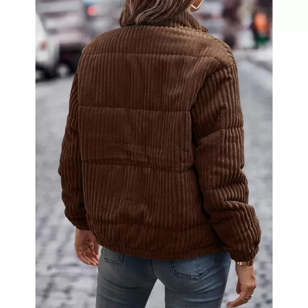 Flygo Women Lightweight Quilted Jacket Corduroy Puffer Jackets Zip Up Fall Winter Coats